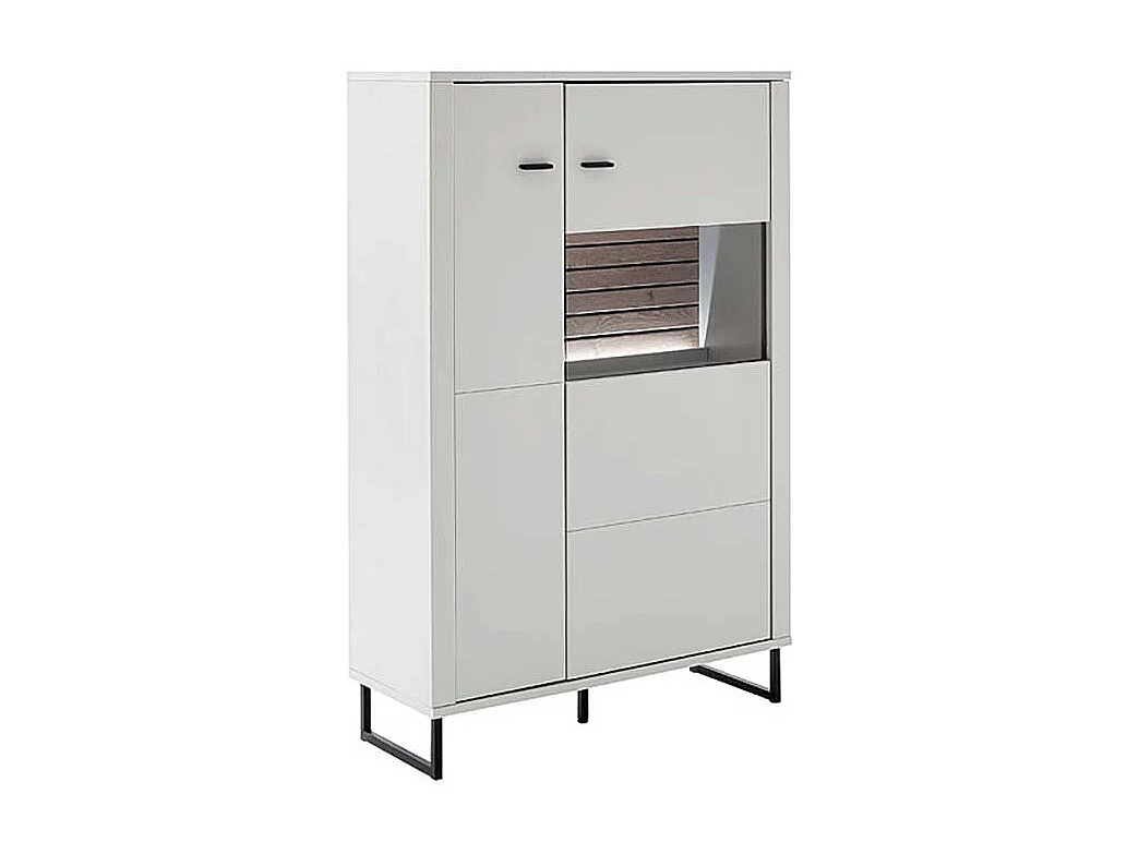 Weißes Highboard modern 100 cm breit Bügelgestell aus Metall