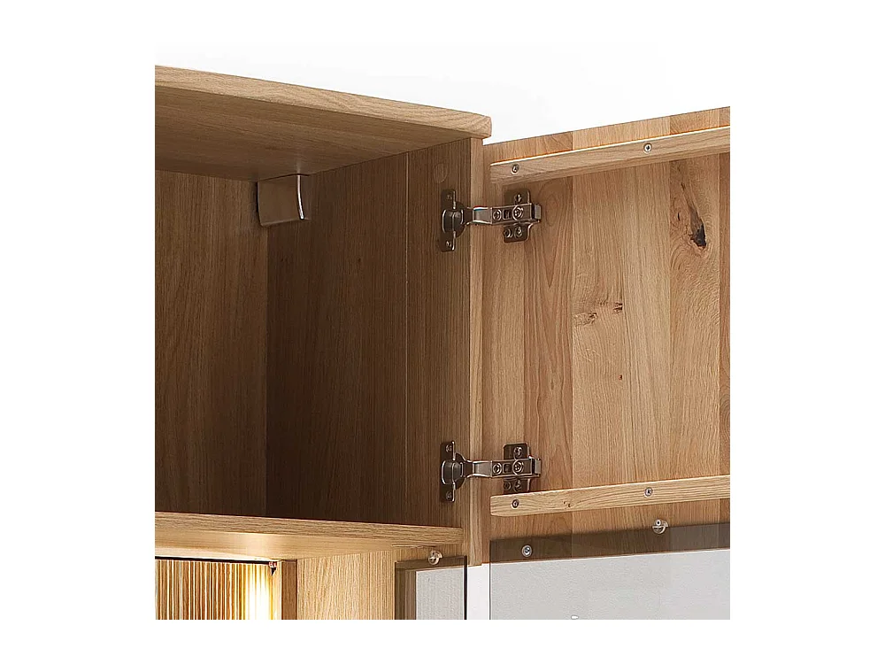 Wohnzimmervitrinenschrank in Balkeneiche Bianco furniert 45 cm breit