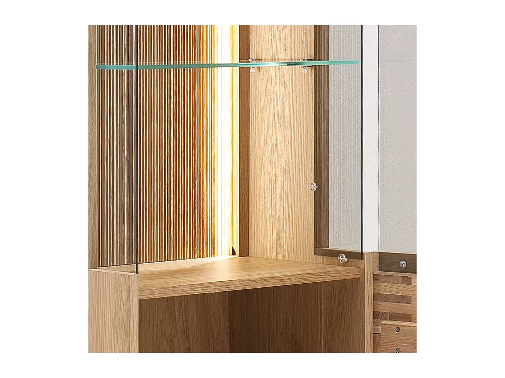 Wohnzimmervitrinenschrank in Balkeneiche Bianco furniert 45 cm breit