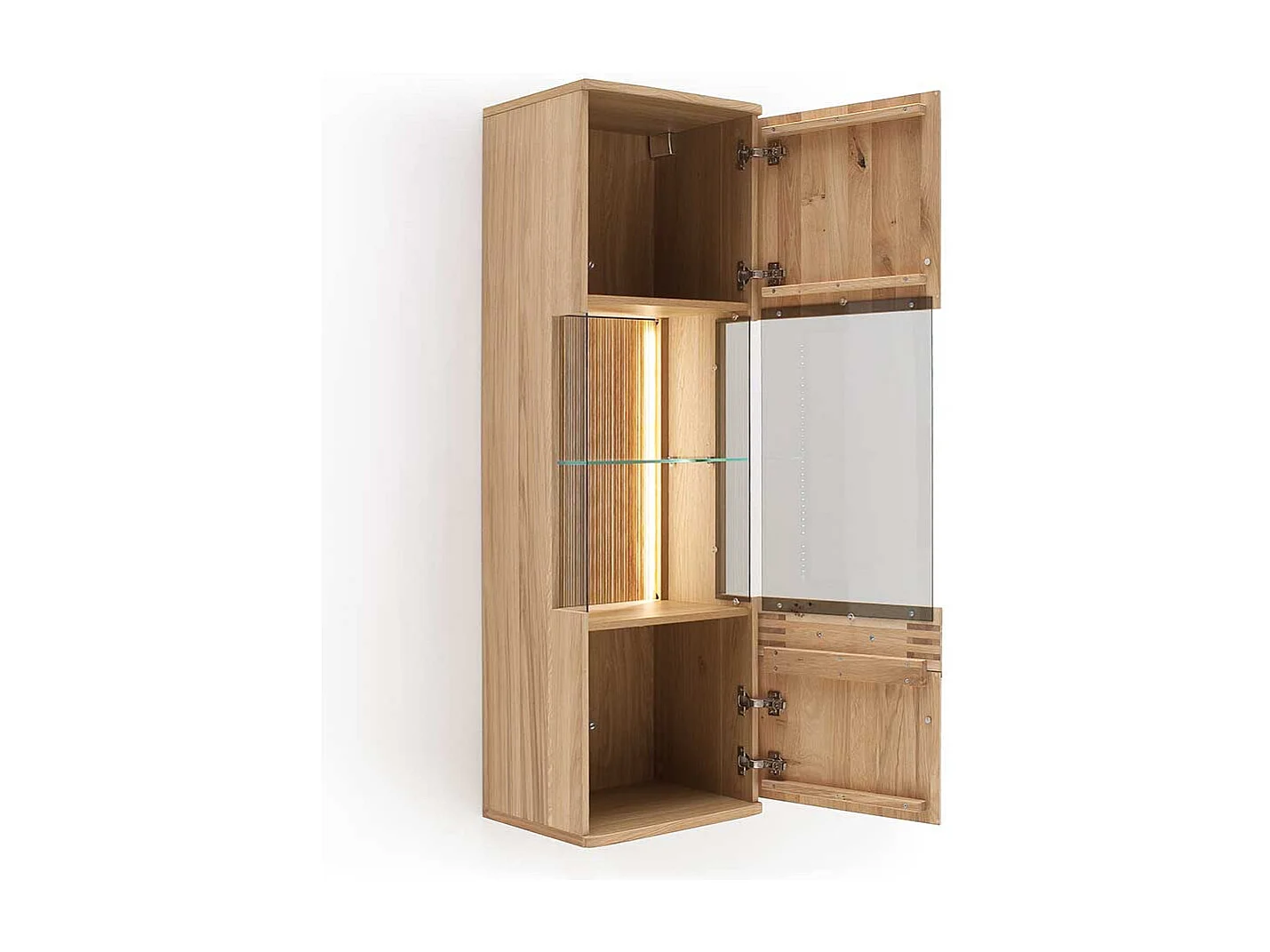Wohnzimmervitrinenschrank in Balkeneiche Bianco furniert 45 cm breit
