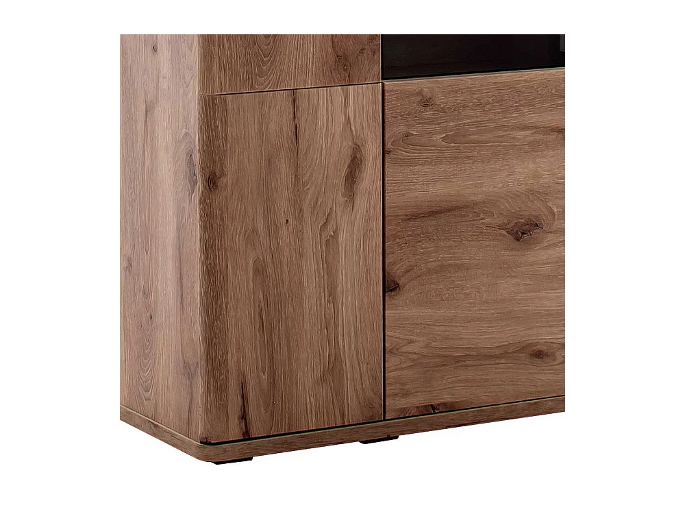 Wohnzimmervitrinenschrank in Wildeichefarben LED Beleuchtung