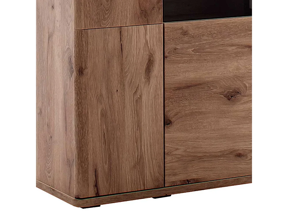 Wohnzimmervitrinenschrank in Wildeichefarben LED Beleuchtung