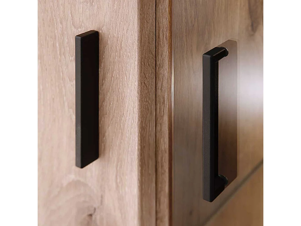 Wohnzimmervitrinenschrank in Wildeichefarben LED Beleuchtung