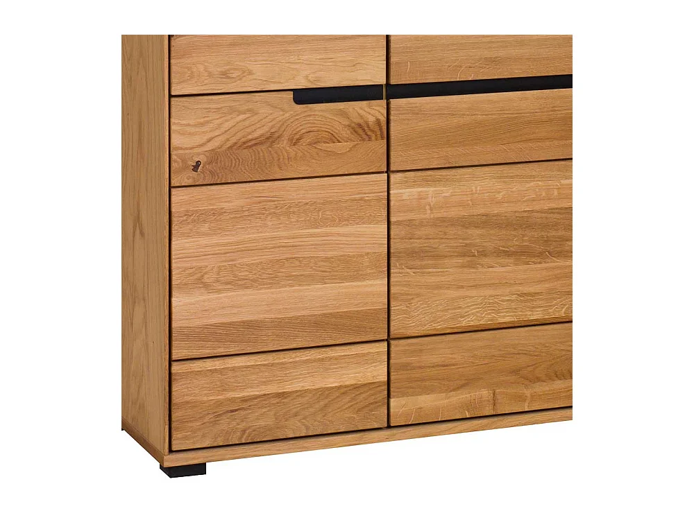 Esszimmervitrinenschrank in Eichefarben & Schwarz Glastür