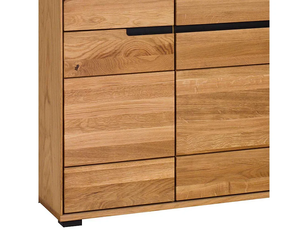 Esszimmervitrinenschrank in Eichefarben & Schwarz Glastür