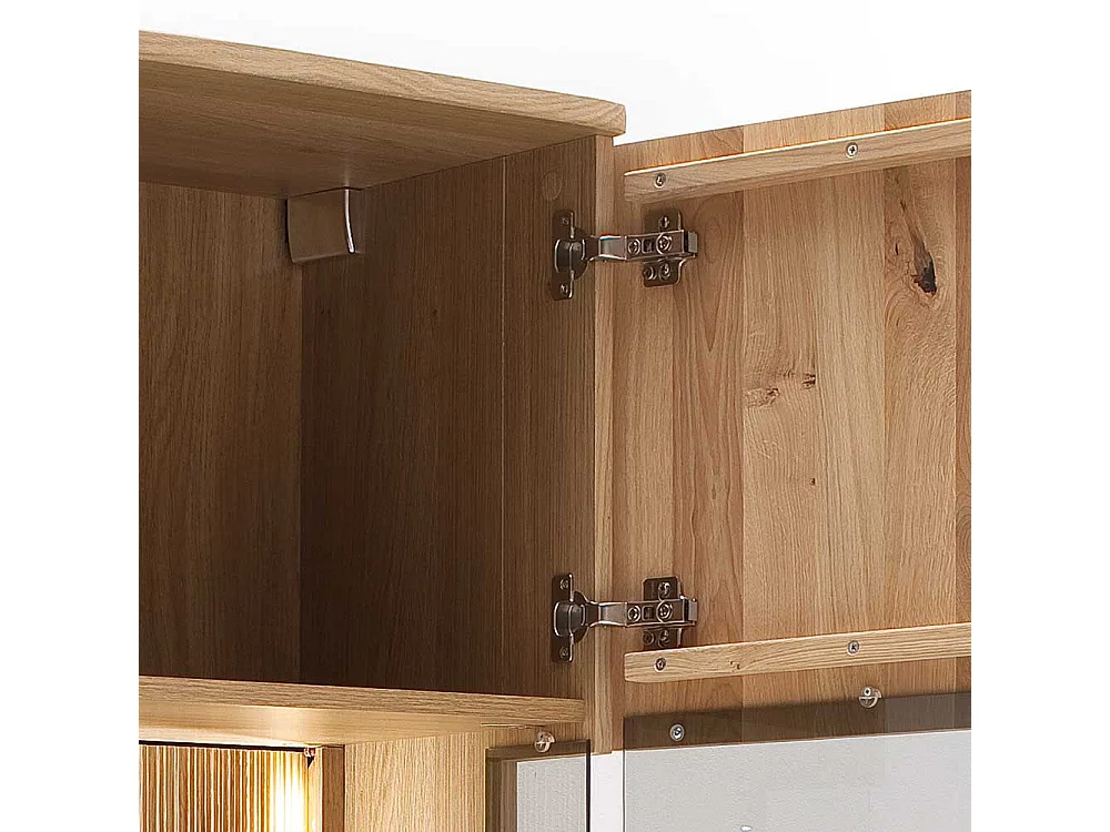 Wohnzimmervitrinenschrank in Balkeneiche Bianco furniert 45 cm breit