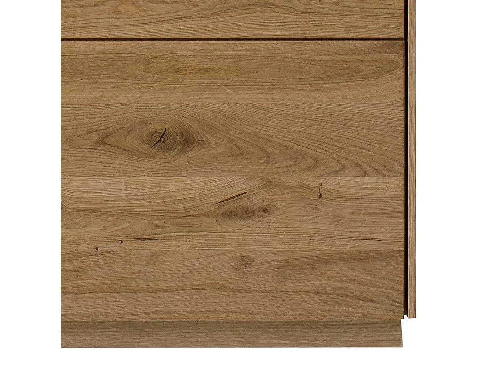 Wohnzimmer Highboard massiv in Wildeichefarben Glastüren