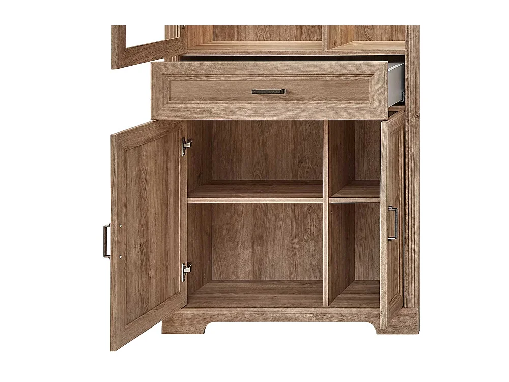 Wohnzimmervitrinenschrank in Eichefarben Landhausstil