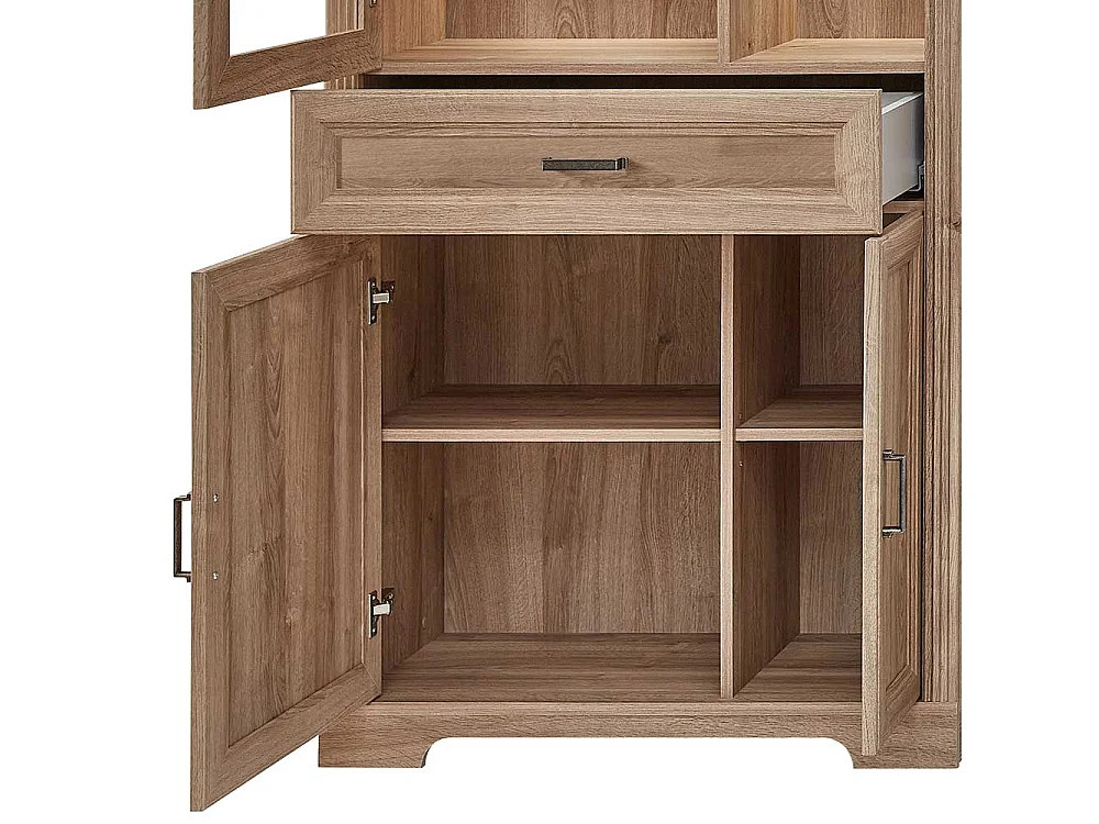 Wohnzimmervitrinenschrank in Eichefarben Landhausstil