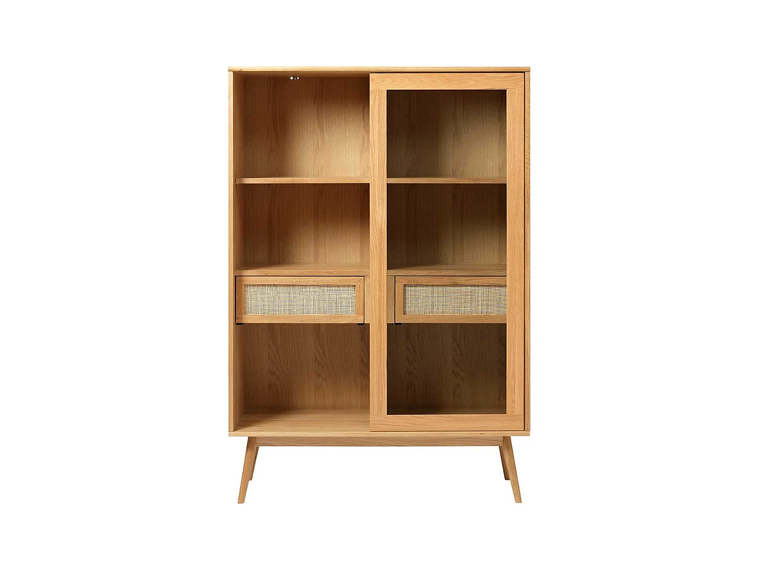 Wohnzimmervitrinenschrank im Skandi Design Eichefarben