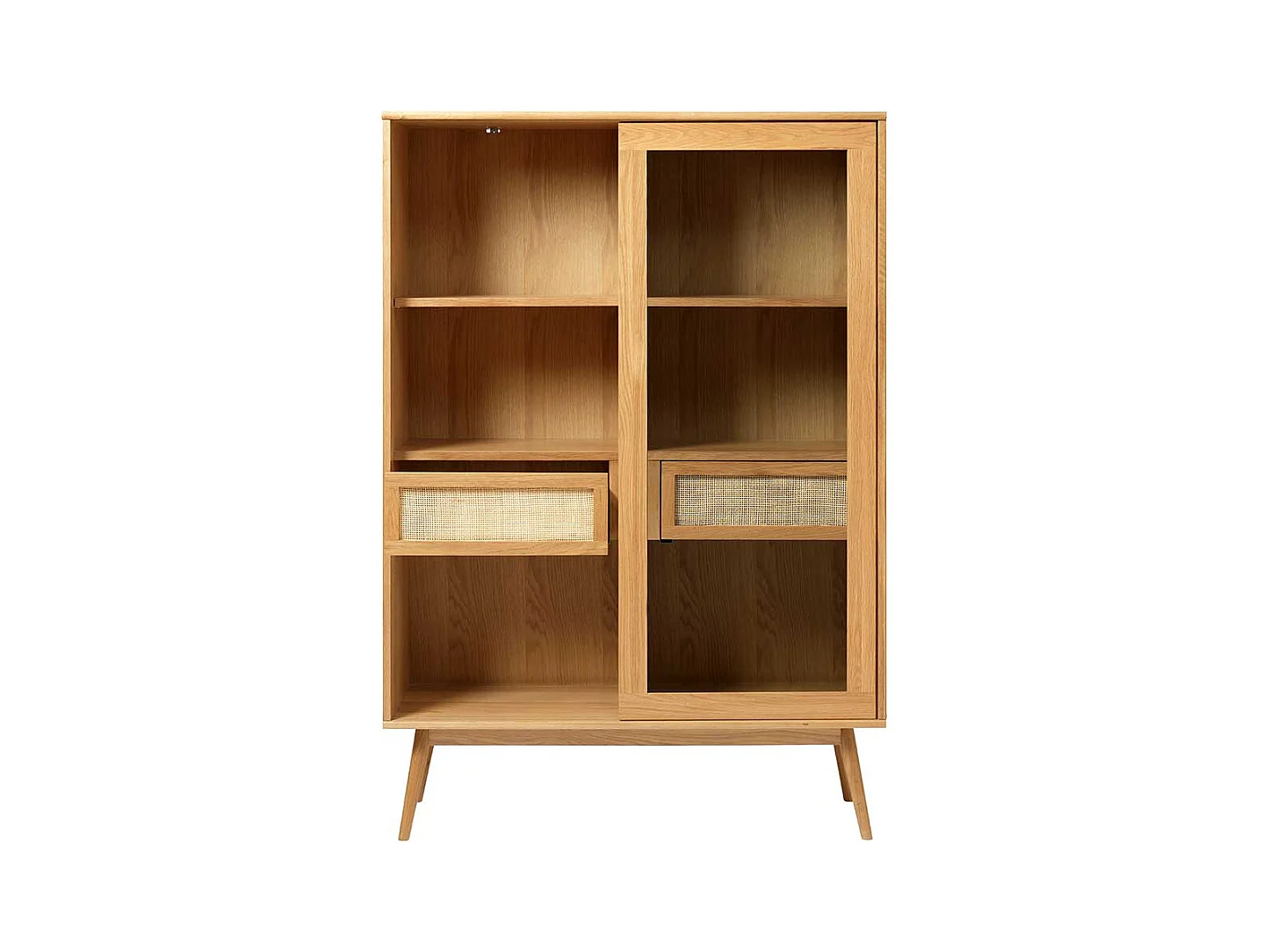 Wohnzimmervitrinenschrank im Skandi Design Eichefarben