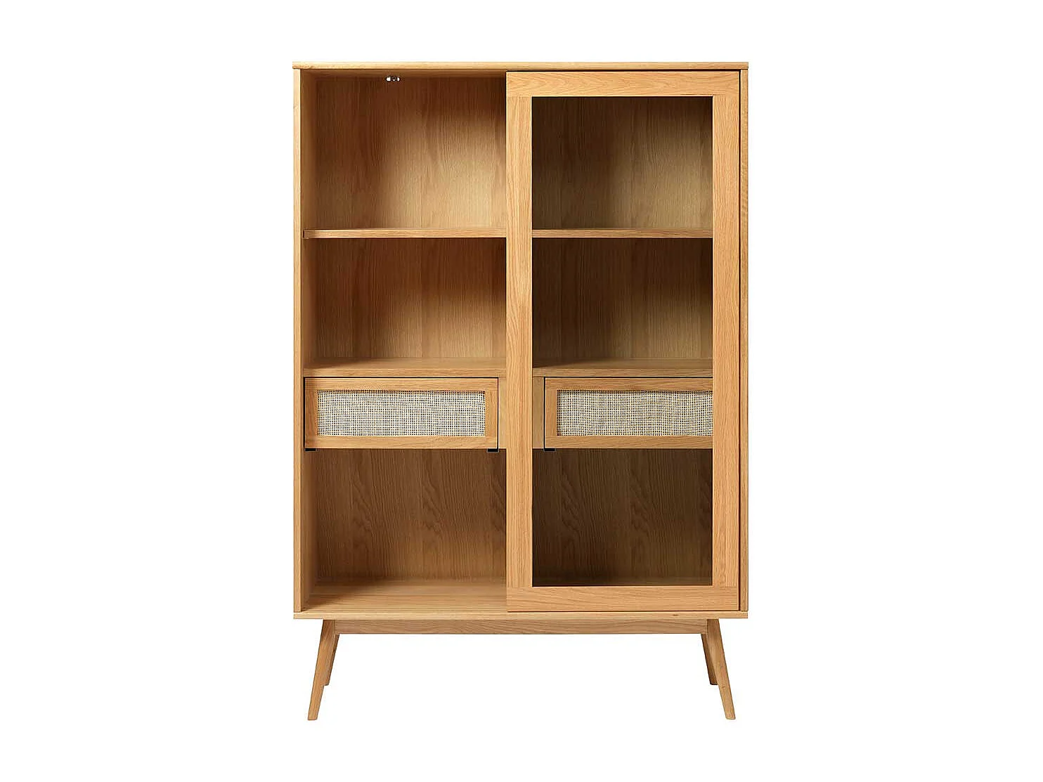 Wohnzimmervitrinenschrank im Skandi Design Eichefarben