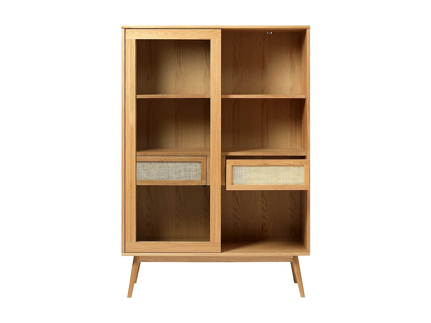 Wohnzimmervitrinenschrank im Skandi Design Eichefarben