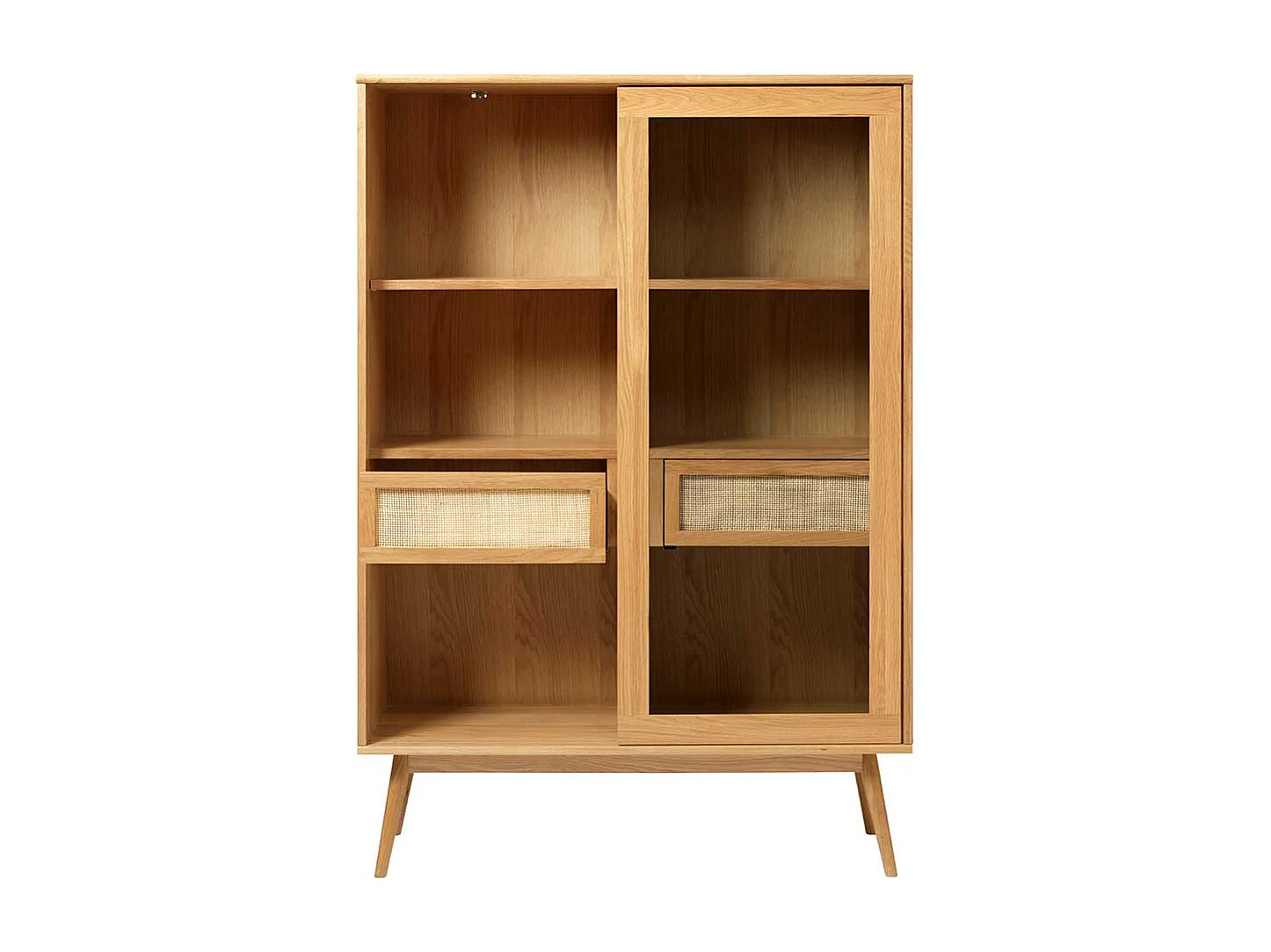 Wohnzimmervitrinenschrank im Skandi Design Eichefarben