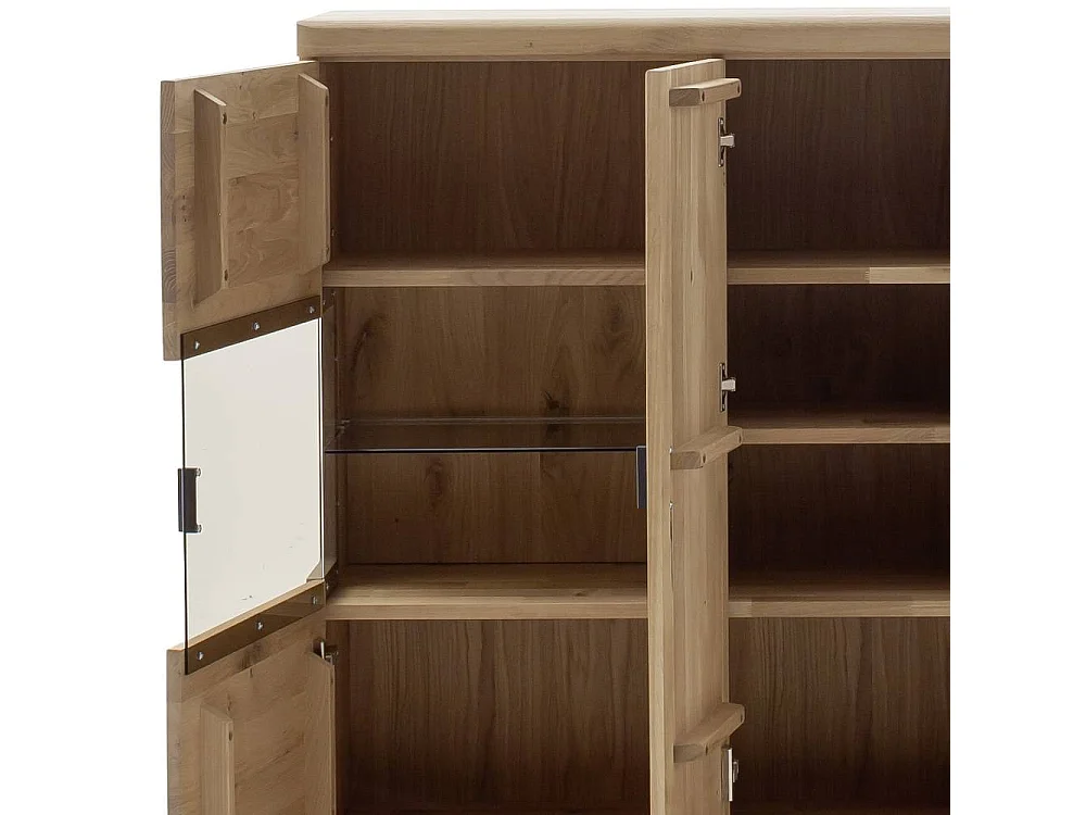 Wohnzimmer Highboard Massivholzschrank in Asteiche hell 133 cm breit