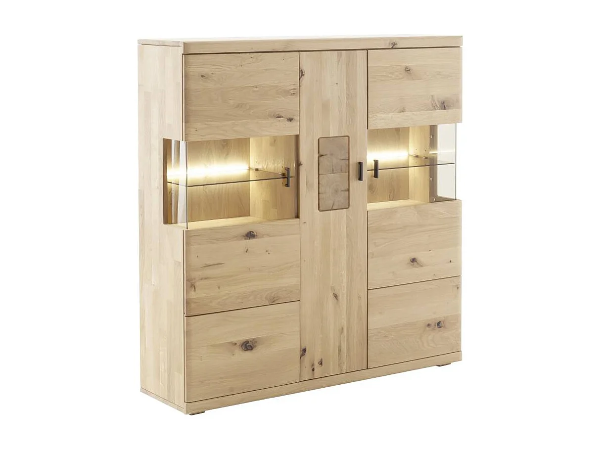 Wohnzimmer Highboard Massivholzschrank in Asteiche hell 133 cm breit
