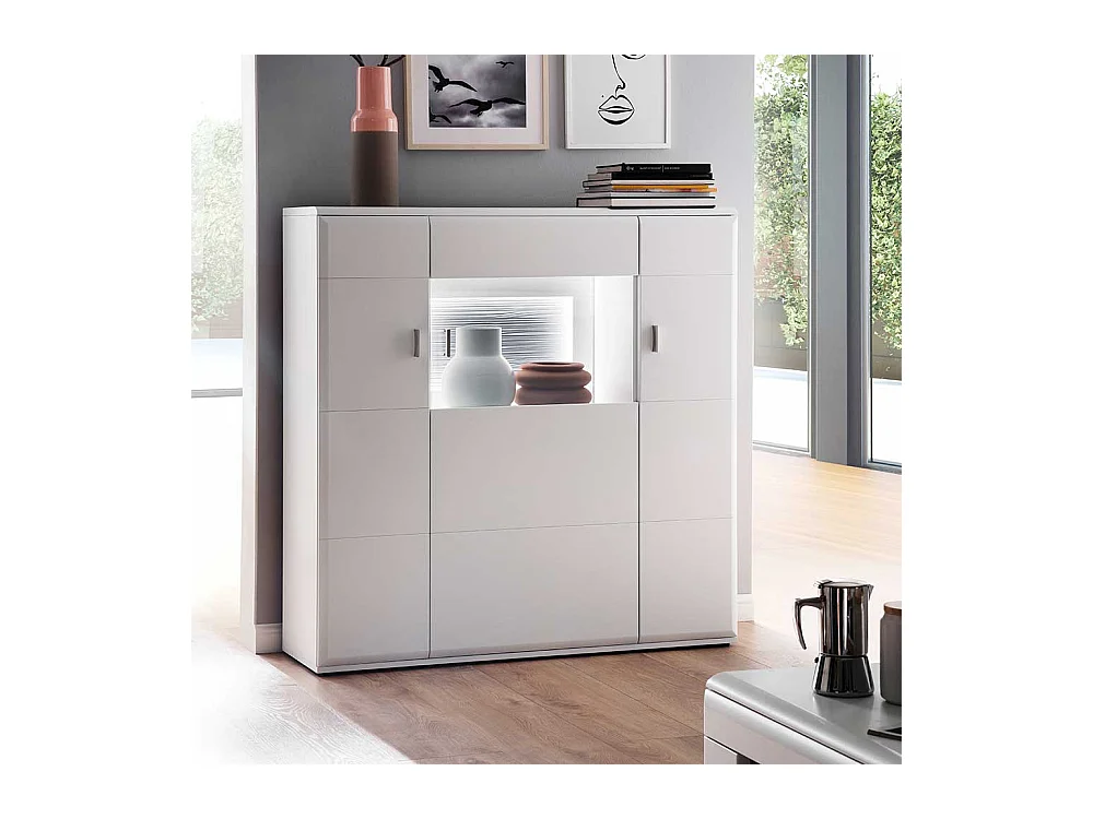 Wohnzimmer Kommode in Weiß und Anthrazit 120 cm breit