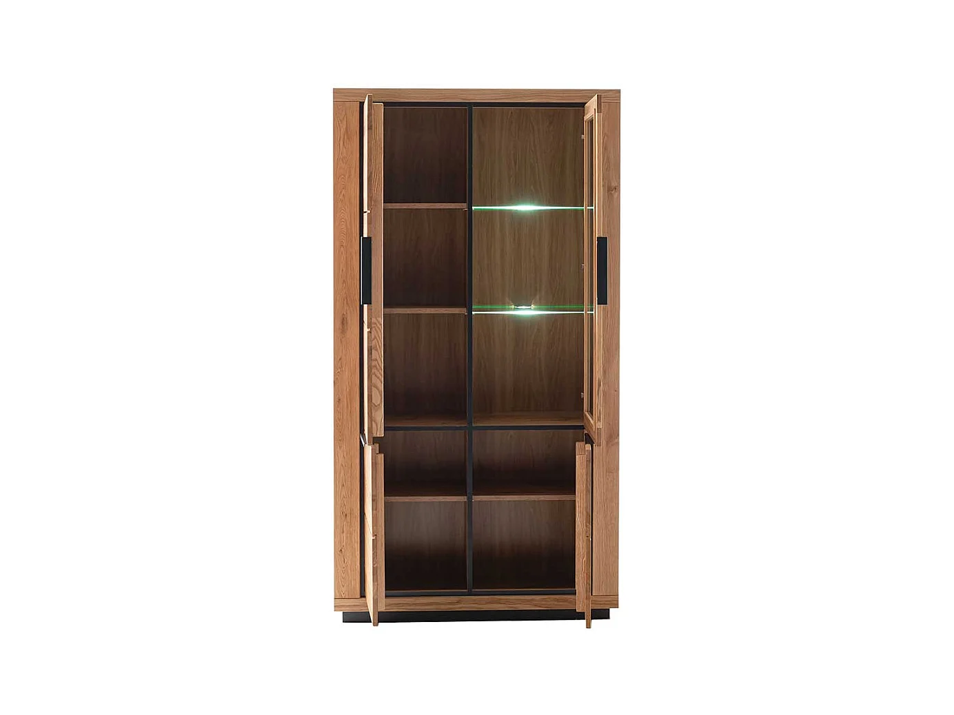 Wohnzimmervitrinenschrank in Wildeichefarben teilmassiv