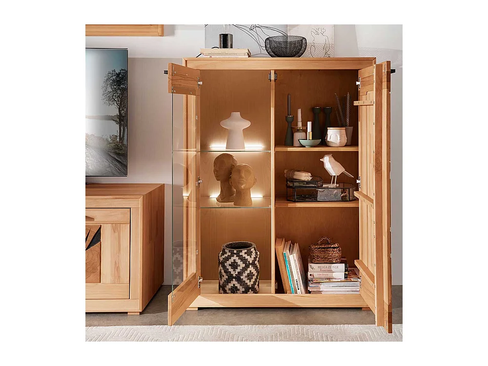 Wohnzimmer Highboard massiv aus Kernbuche und Hirnholz 135 cm hoch