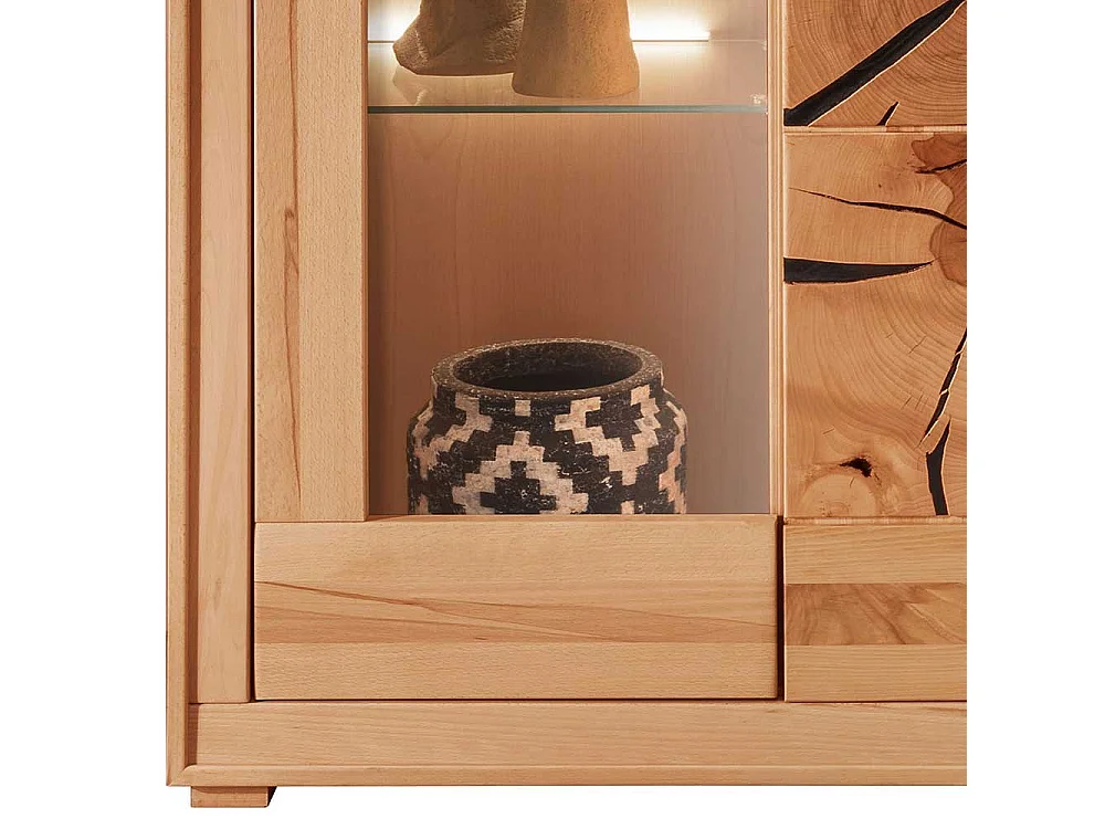 Wohnzimmer Highboard massiv aus Kernbuche und Hirnholz 135 cm hoch