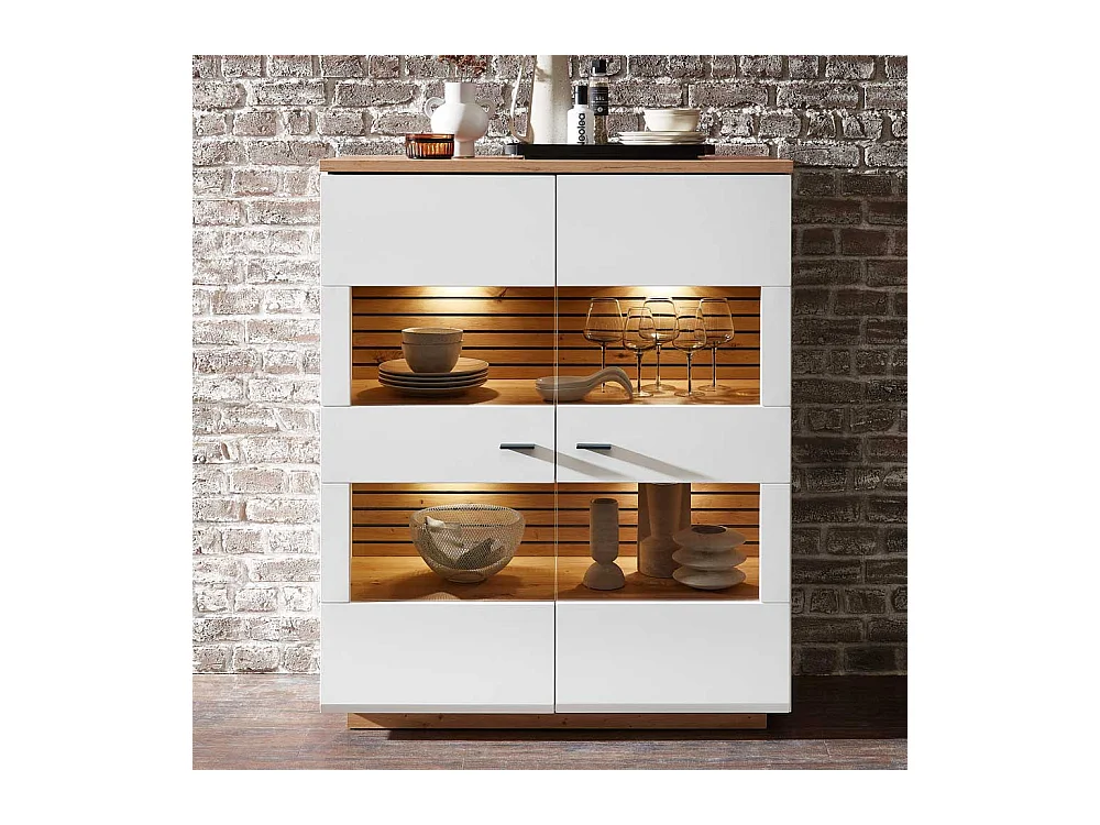 Highbord Wohnzimmer modern 110 cm breit 136 cm hoch