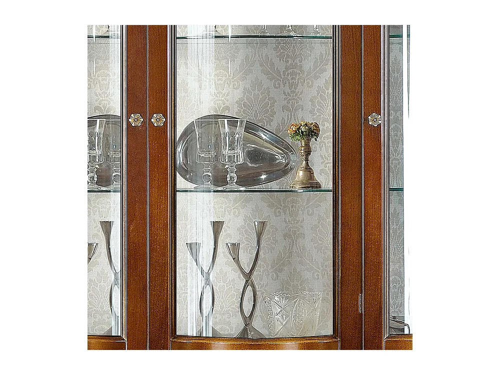 Esszimmervitrinenschrank in Nussbaumfarben Barockstil