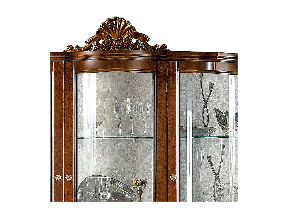 Esszimmervitrinenschrank in Nussbaumfarben Barockstil