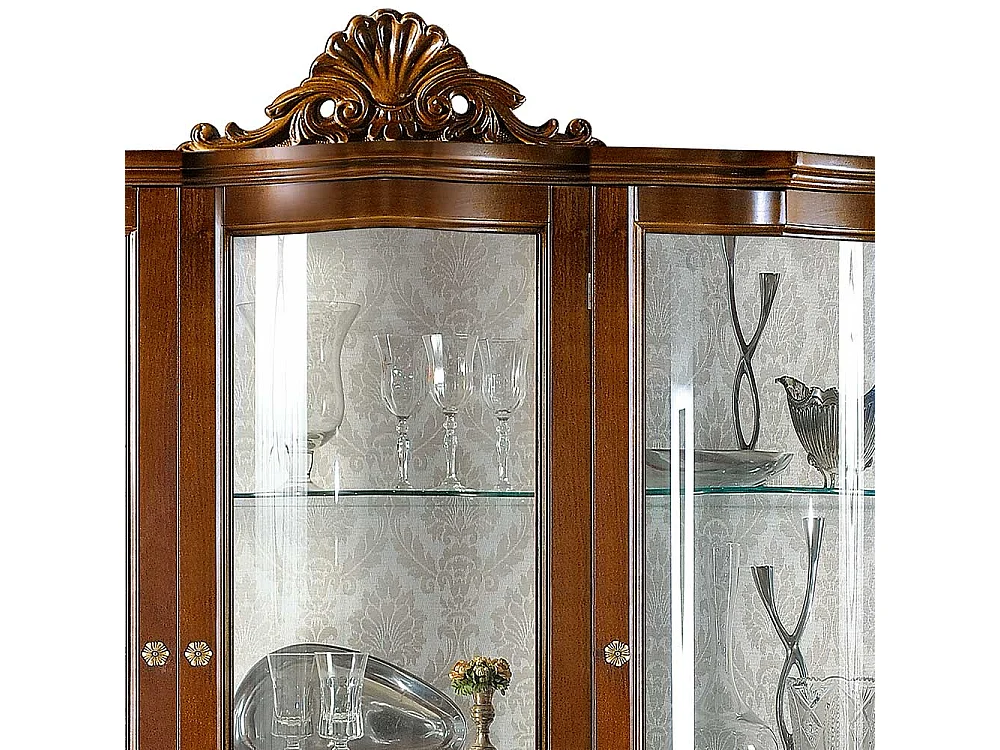 Esszimmervitrinenschrank in Nussbaumfarben Barockstil