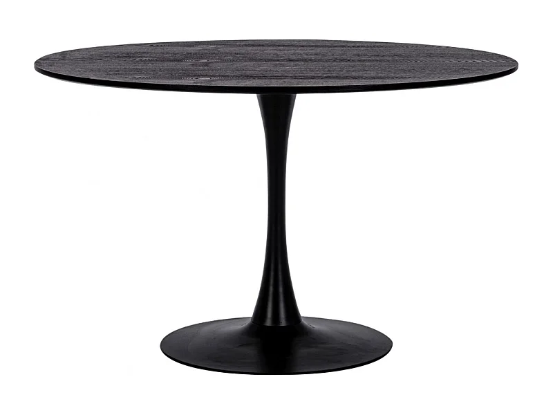 Table à manger ronde tulipe en métal noir L120 4 places - BLOSSOM