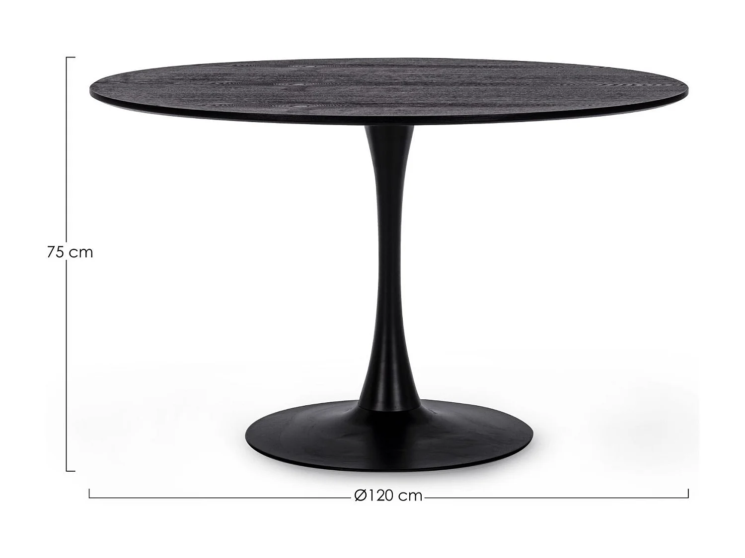 Table à manger ronde tulipe en métal noir L120 4 places - BLOSSOM