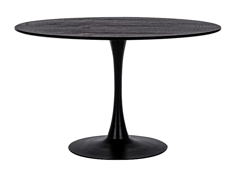 Table à manger ronde tulipe en métal noir L120 4 places - BLOSSOM