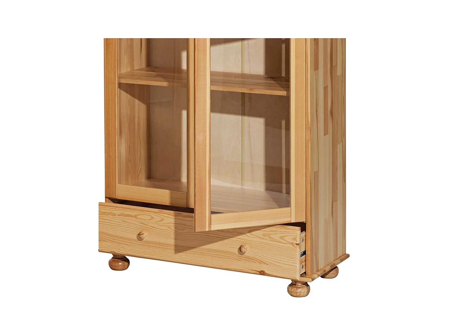 Wohnzimmervitrinenschrank aus Kiefer Massivholz Landhausstil