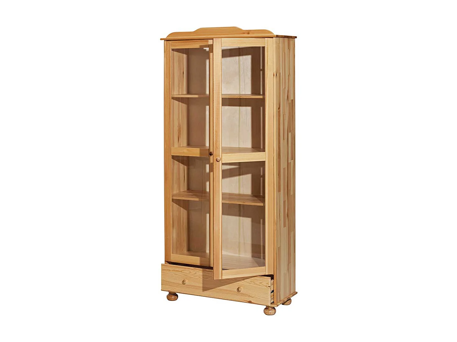 Wohnzimmervitrinenschrank aus Kiefer Massivholz Landhausstil