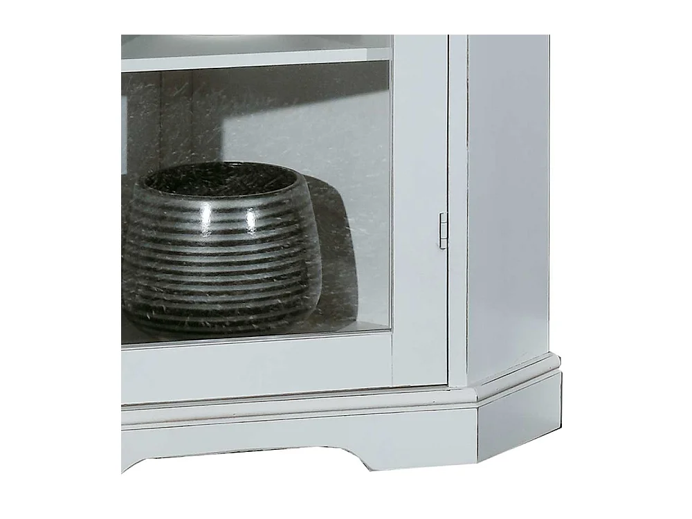 Großer Eckvitrinenschrank in Weiß Vintage Look