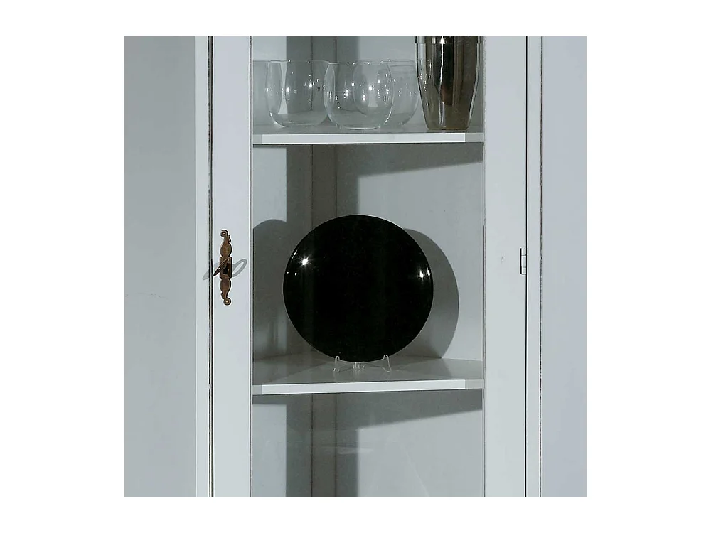Großer Eckvitrinenschrank in Weiß Vintage Look