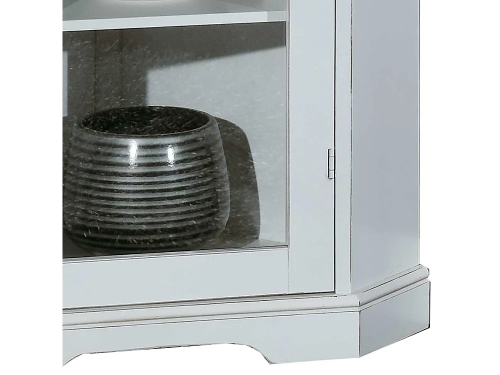 Großer Eckvitrinenschrank in Weiß Vintage Look