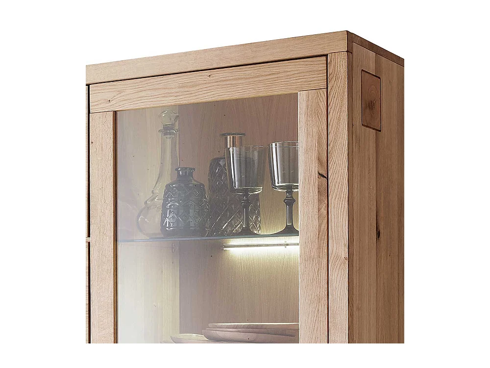 Highboard Wildeiche aus Massivholz Glastür rechts
