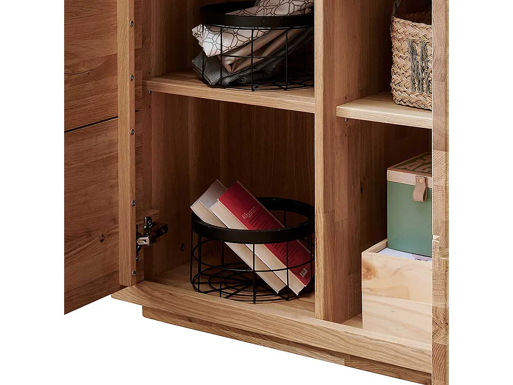 Highboard Wildeiche aus Massivholz Glastür rechts