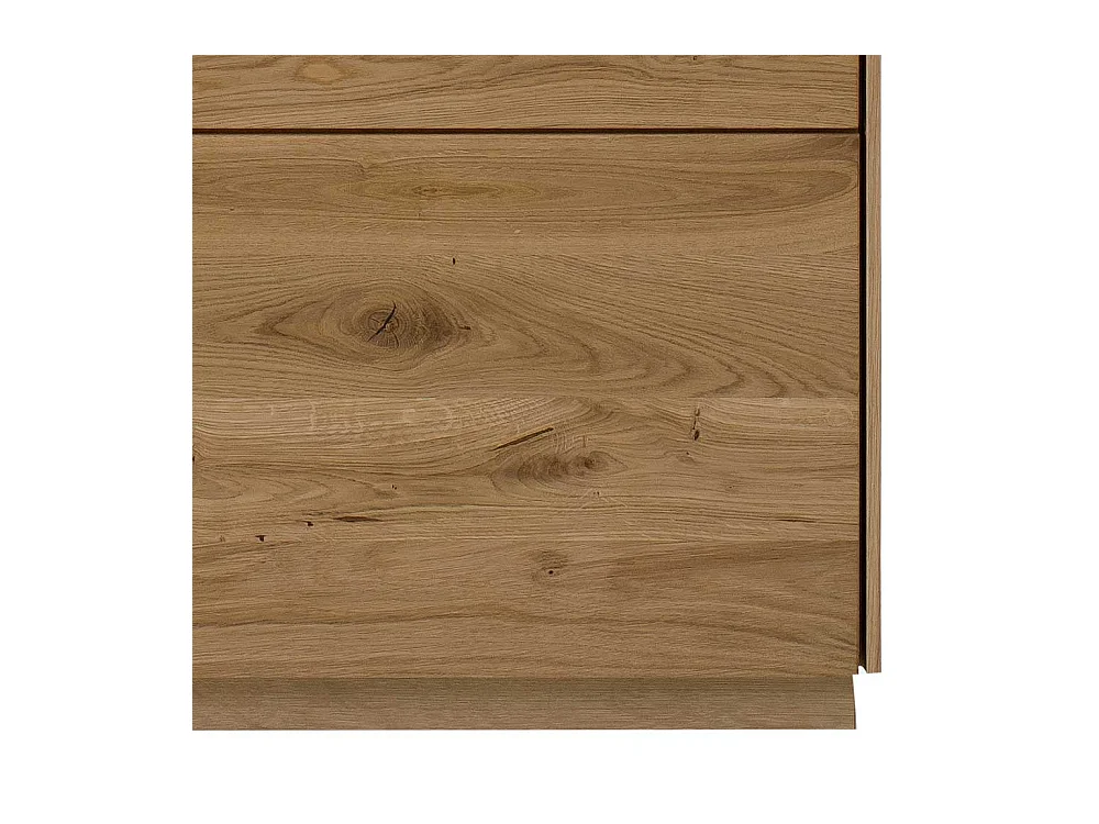 Wohnzimmer Highboard massiv in Wildeichefarben Glastüren