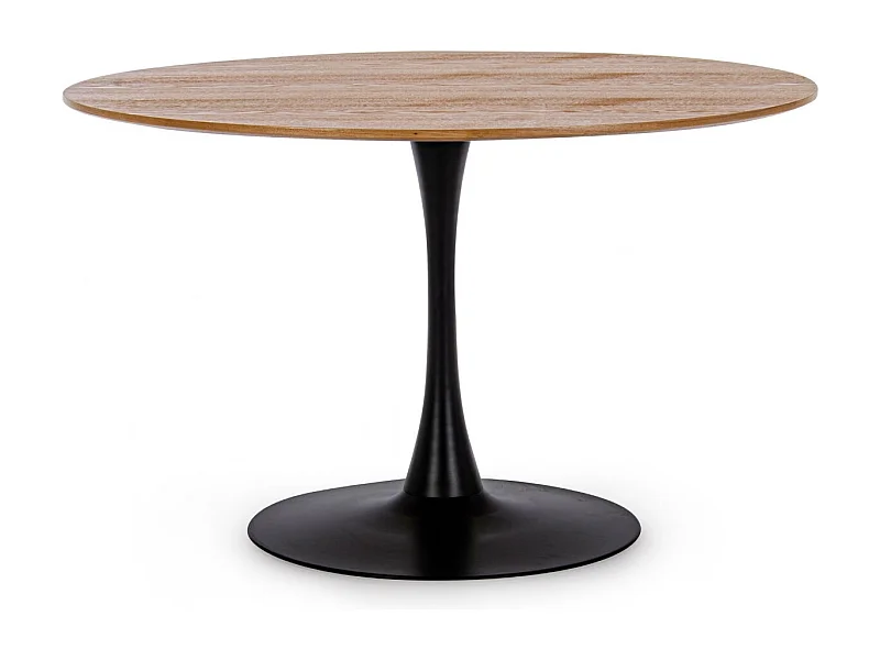 Table à manger ronde tulipe en métal noir L120 4 places - BLOSSOM