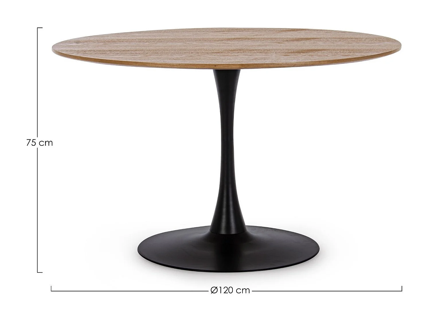 Table à manger ronde tulipe en métal noir L120 4 places - BLOSSOM