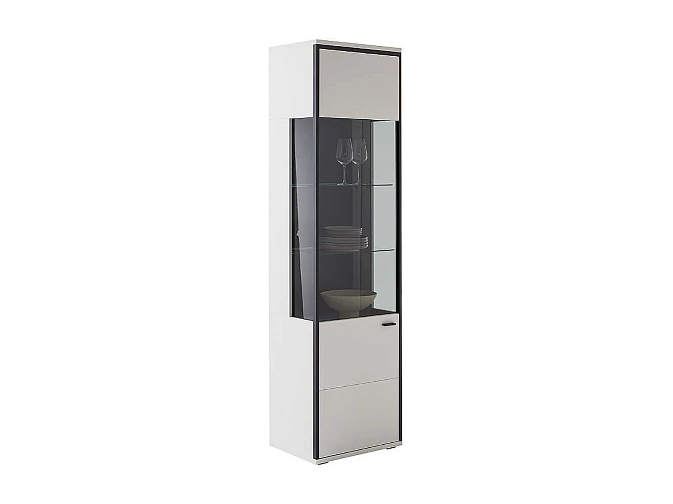 Esszimmervitrinenschrank weiss in modernem Design 199 cm hoch