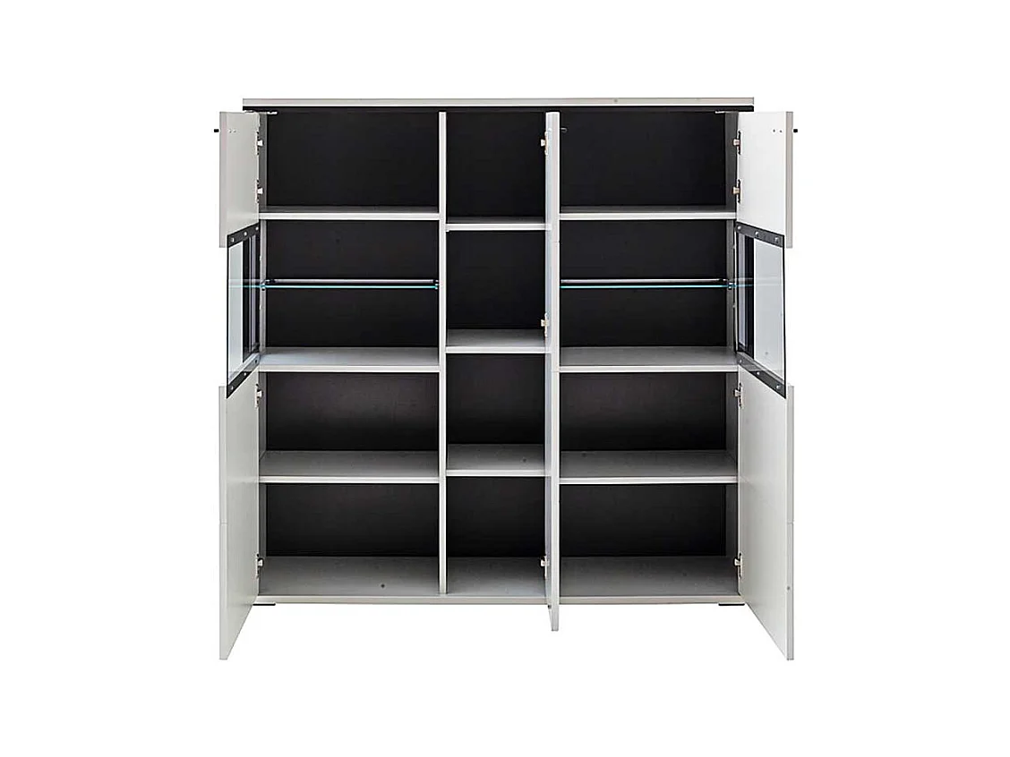 Esszimmer Highboard weiss und Schwarzgrau Glastüren