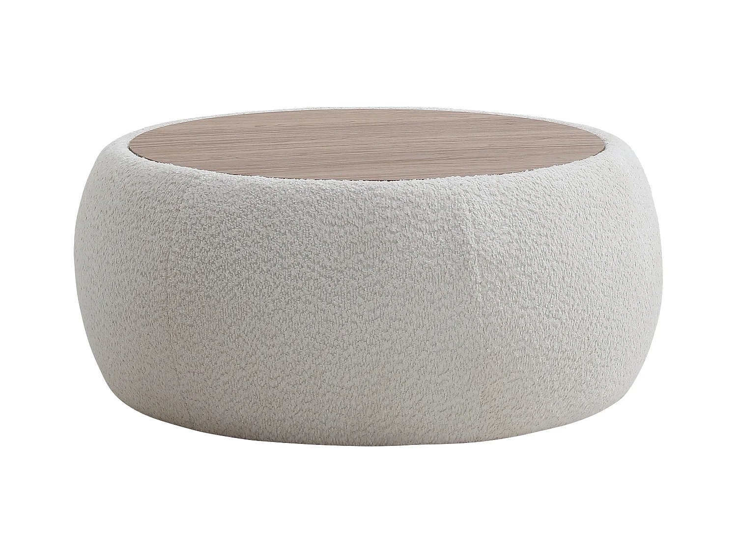 3-seters sofa og sofabord i hvitt bouclé-stoff SORIELI