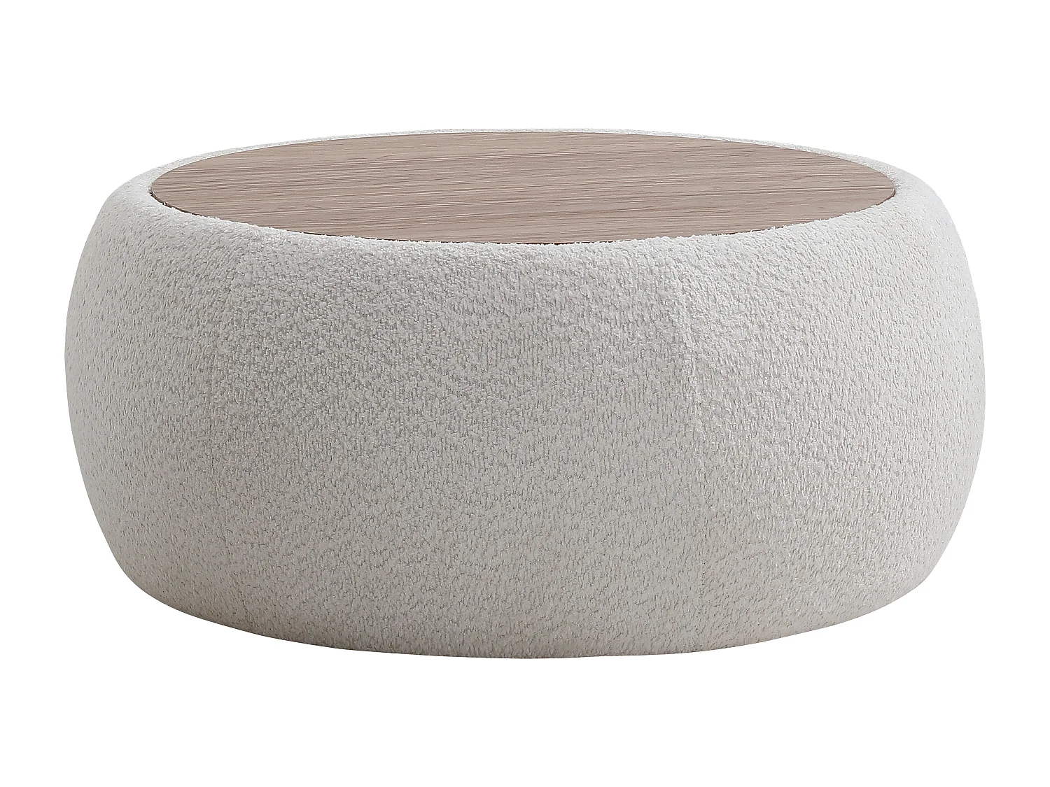 Canapé 3 places et table basse en tissu bouclette blanc SORIELI