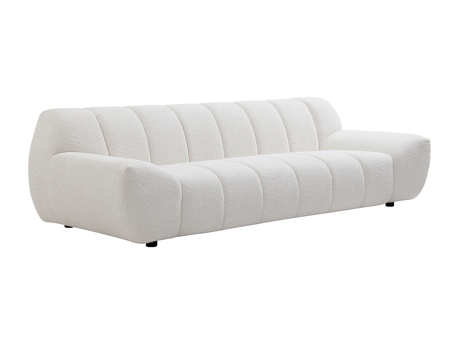 Canapé 3 places et table basse en tissu bouclette blanc SORIELI