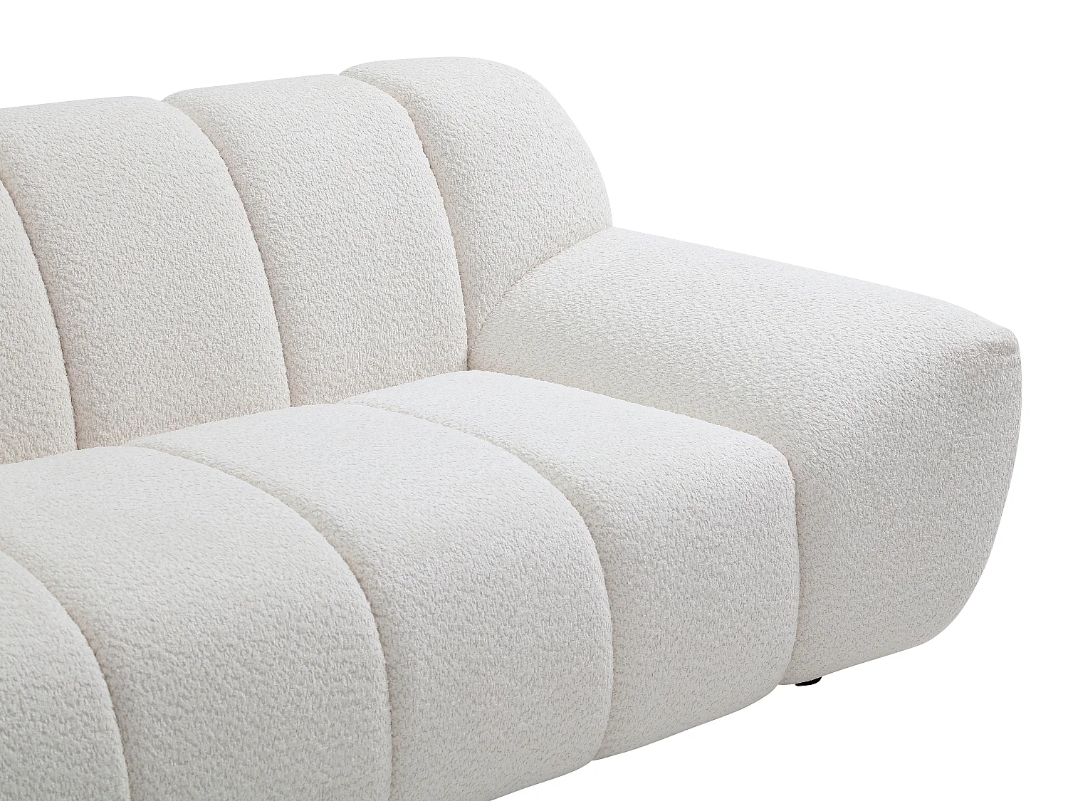 Canapé 3 places et table basse en tissu bouclette blanc SORIELI