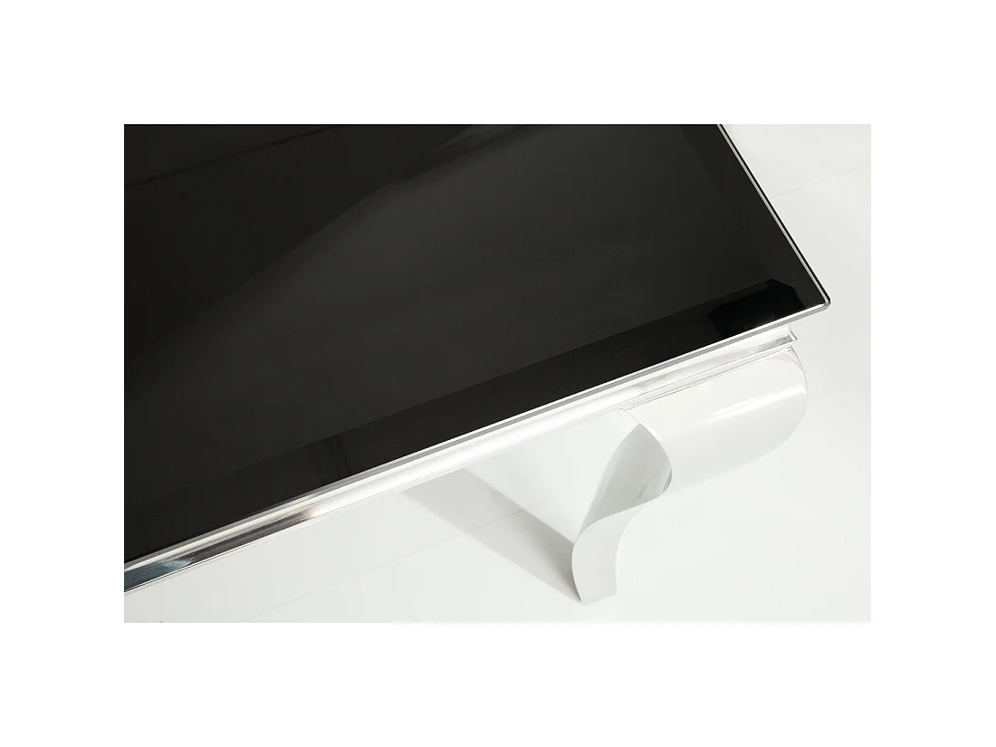 Eettafel VELENA - Gepolijst staal en zwart glas - 200 cm - Moderne barokstijl