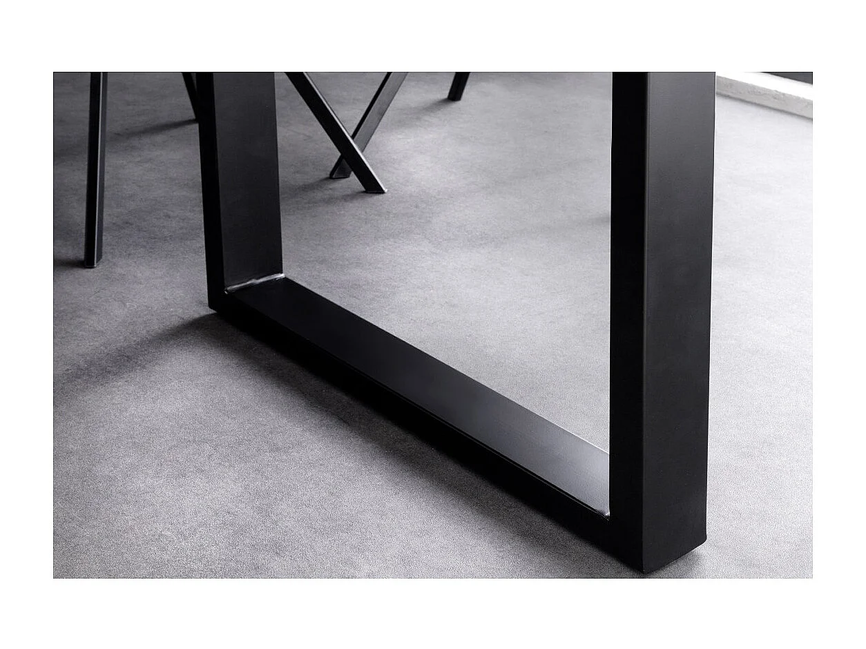 Table de salle à manger ARKAYA – Bois massif d'acacia verni et métal noir – 200 cm – Pied en U