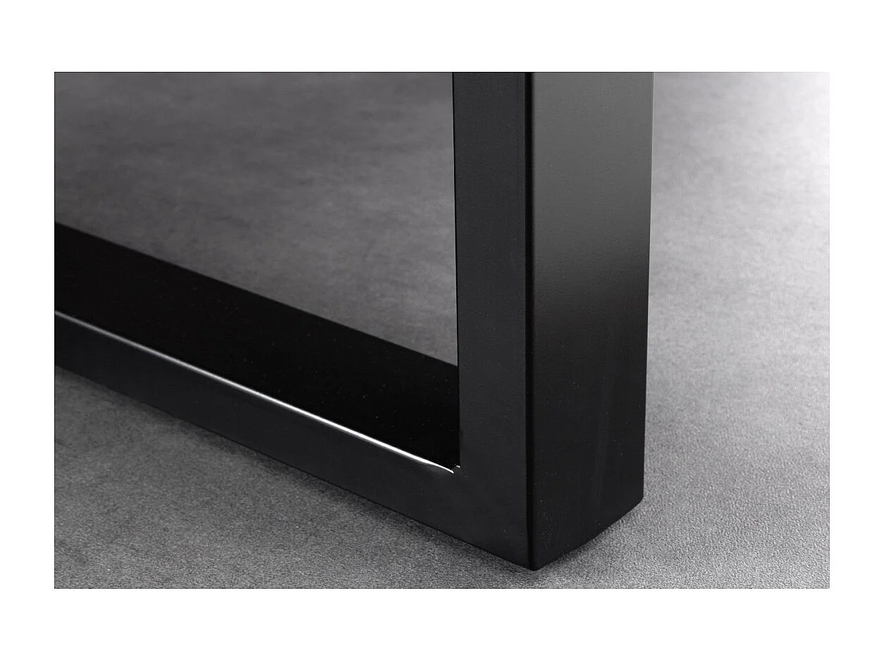 Table de salle à manger ARKAYA – Bois massif d'acacia verni et métal noir – 200 cm – Pied en U